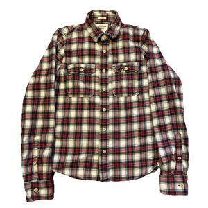 Abercrombie & Fitch Muscle Fit Flannel Shirt Men's Large Red Plaid Y2K Vintage‎